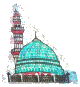 Autocollant bleu, vert et rouge de la Mosquee de Medine